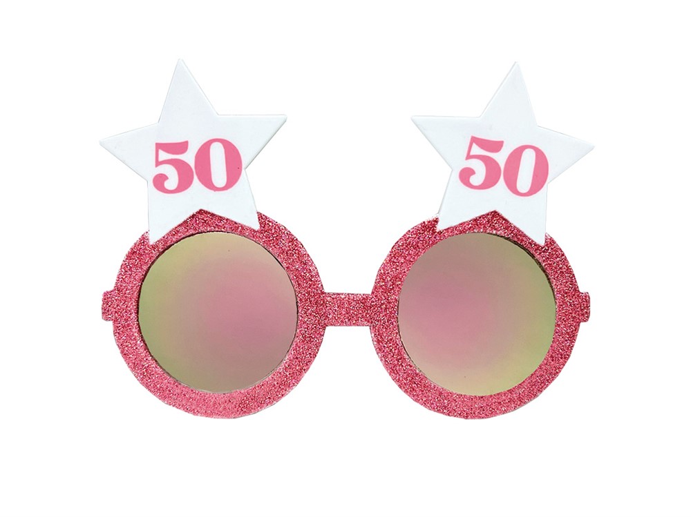 Briller 50 år rosa/hvit