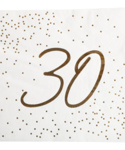 Servietter 30 år gull/hvit 16pk