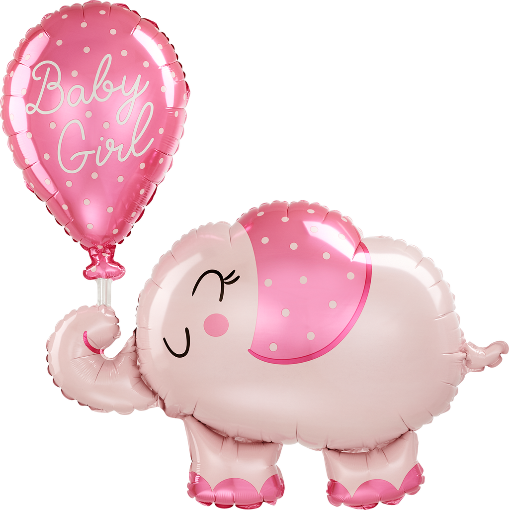 Baby girl elephant folieballong 73x78cm