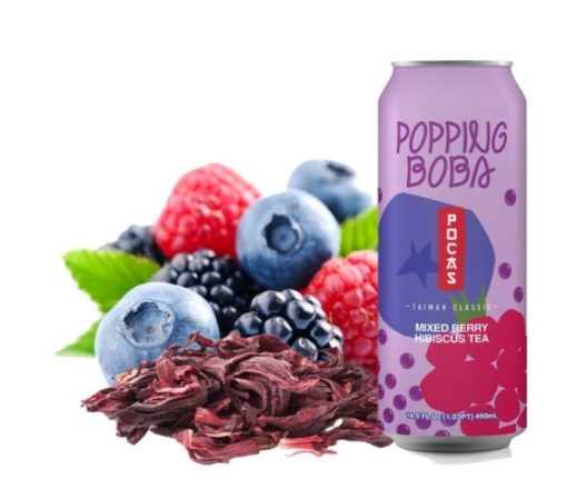 Pocas popping boba mixed berry hibiscus tea 490ml