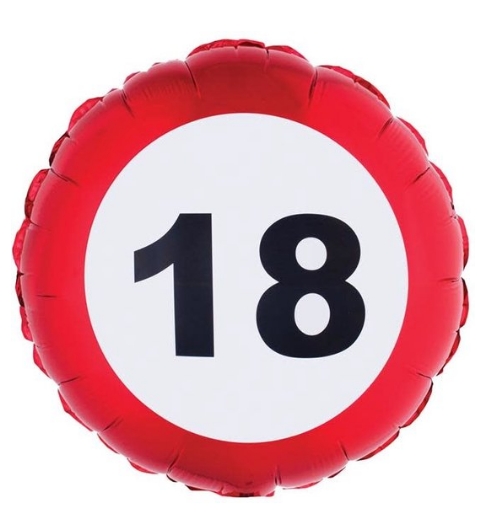 18 ÅR TRAFFIC SIGN FOLIEBALLONG