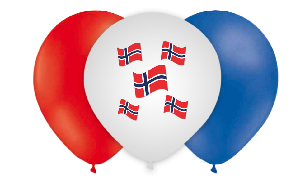 Latexballonger Norske flagg 10 pk