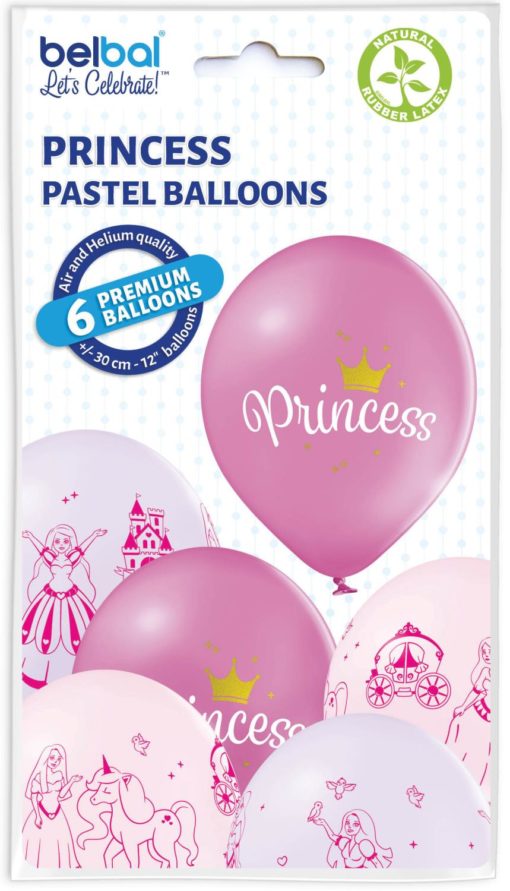 Princess ballonger rosa 6 pk