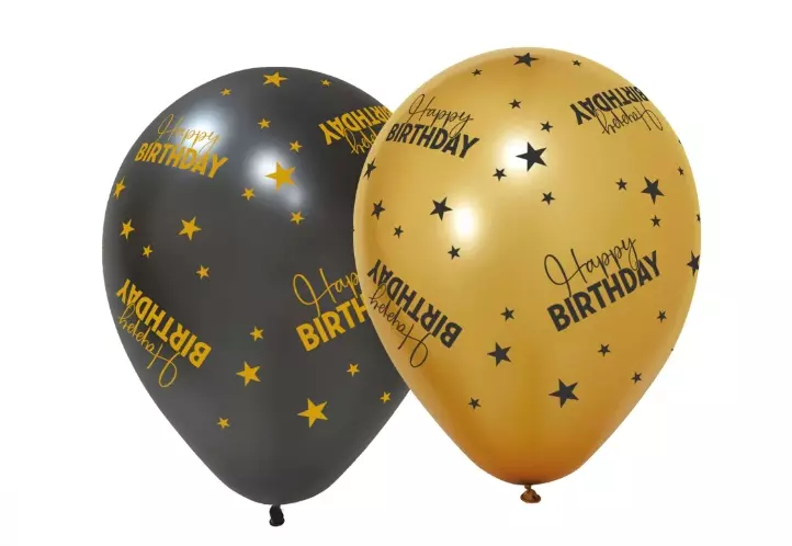 Happy birthday Golden celebrations ballonger 6pk
