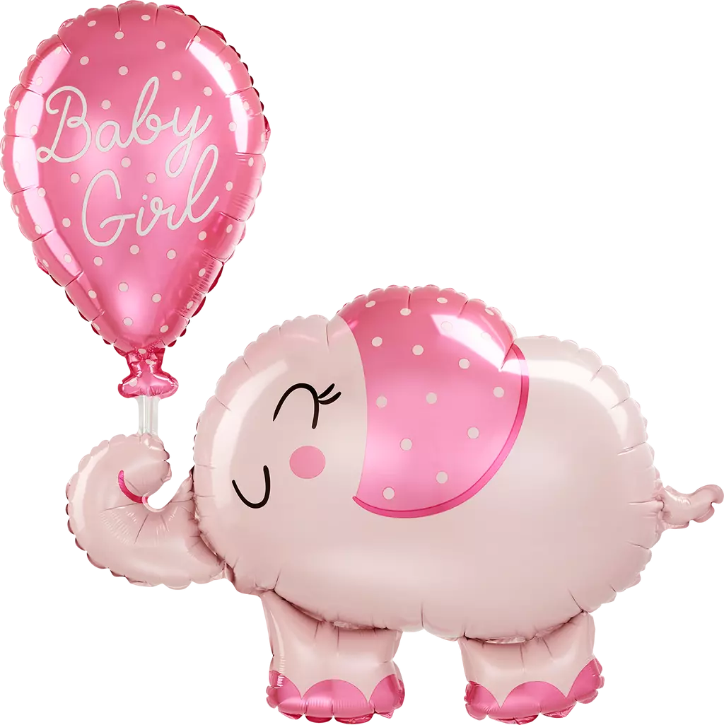 Baby girl elephant folieballong 73x78cm