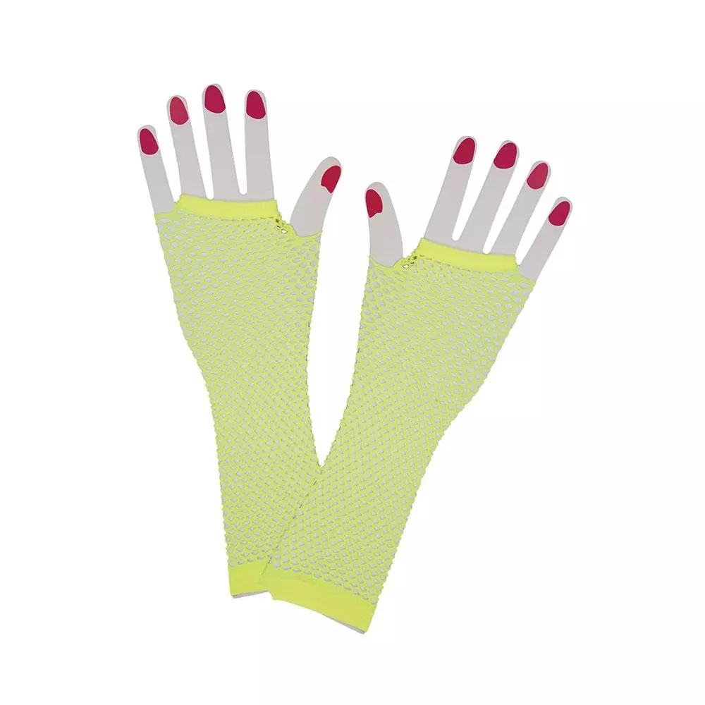 80s fingerløse nettinghansker neon gul