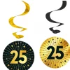 "25" swirls decoration golden celebration 4pk