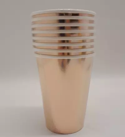 Pappkopper Ensfarget Rosegull Metallic 3,5dl 8pk