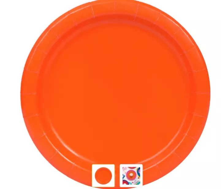 Pappfat ensfarget orange 18cm 8pk