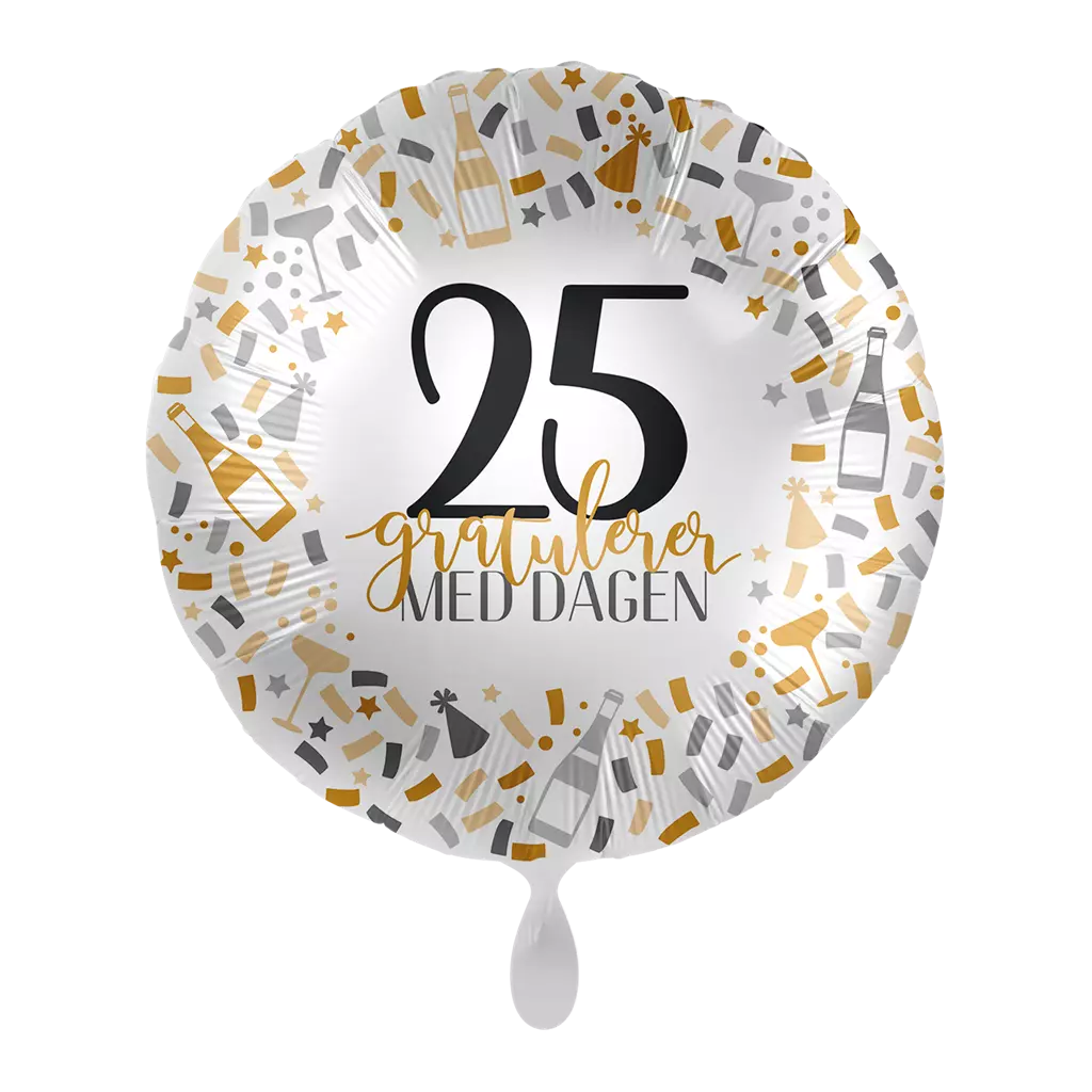 Folieballong Gratulerer med dagen Gull/Sølv - 25 år