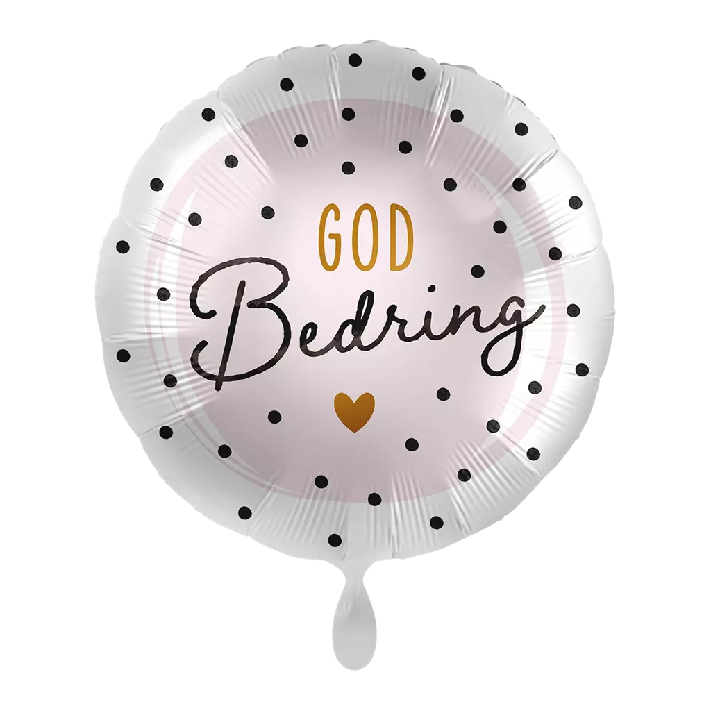 God Bedring - Rosa med prikker folieballong