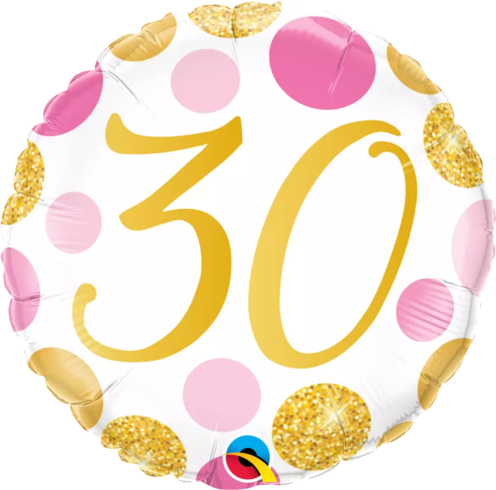 30 Birthday Pink & Gold Dots folieballong