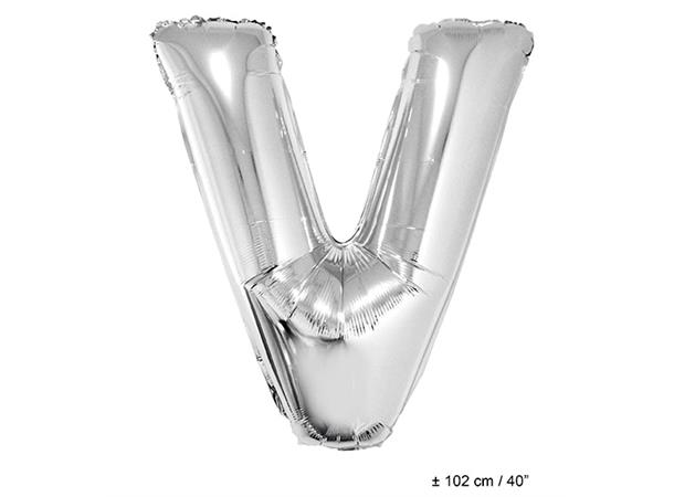 Bokstavballong V sølv 102 cm