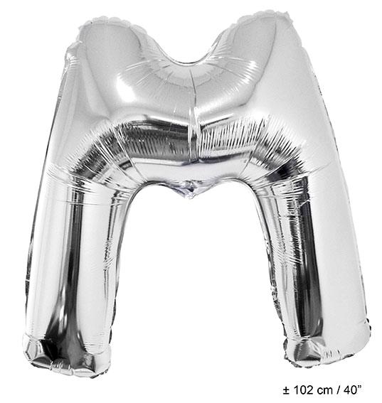 Bokstavballong M sølv 102 cm