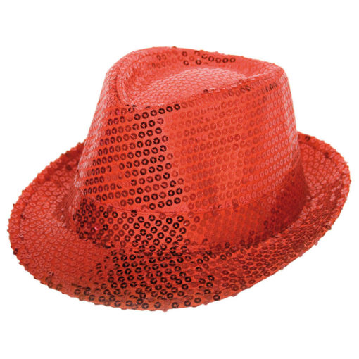 Trilby Fedora glitterhatt rød
