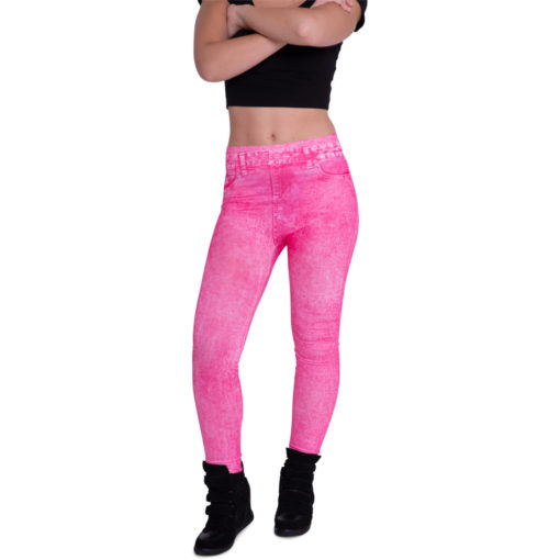 Denim leggings neon pink (onesize)