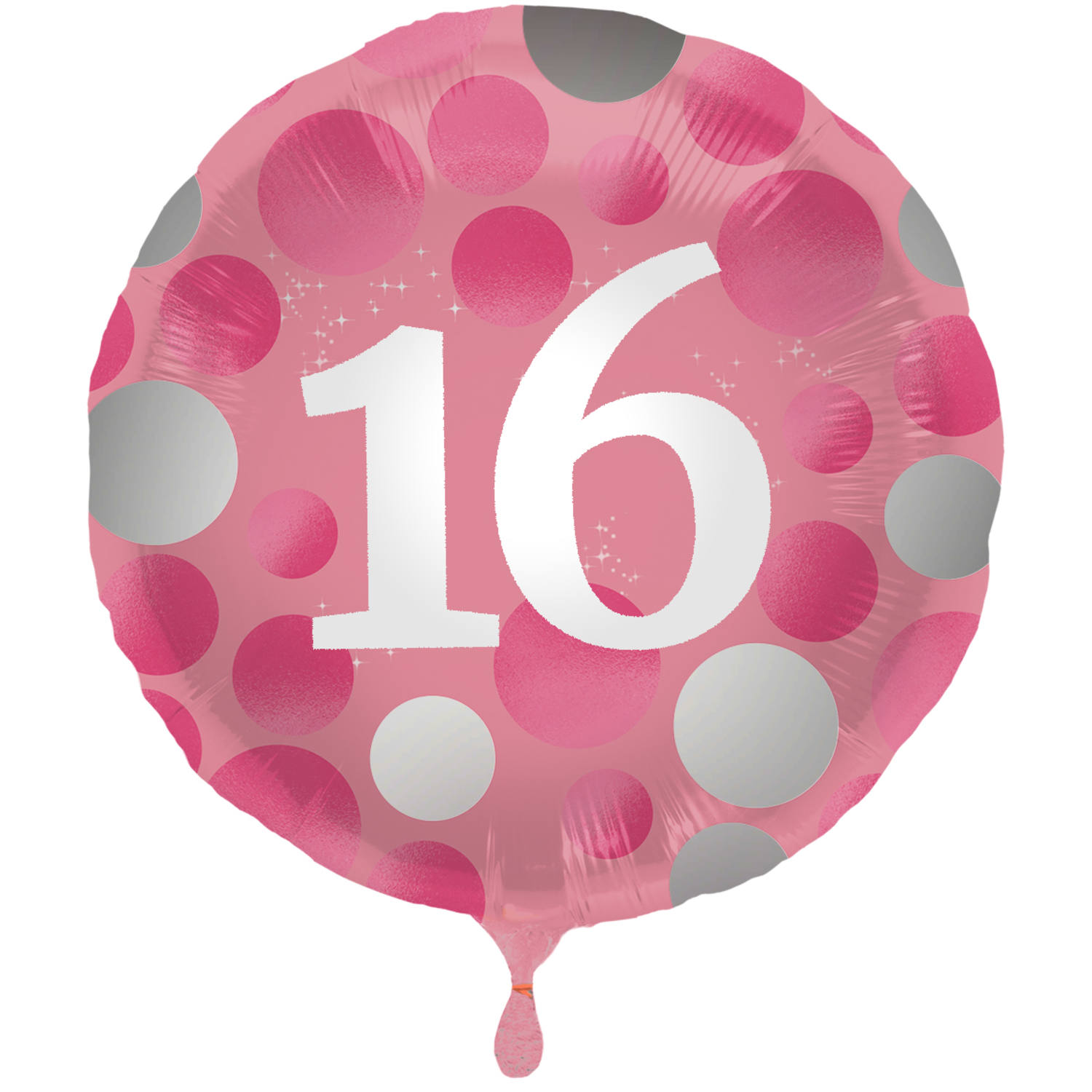 Folieballong 16 år glossy pink