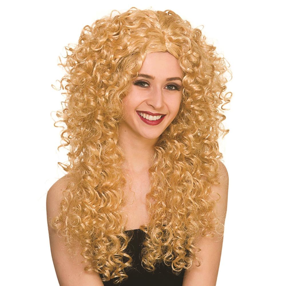 Long curly blond parykk