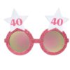 Briller 40 år rosa/hvit