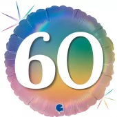 60 år rainbow holographic folieballong