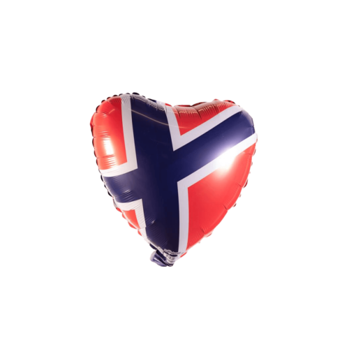 Folieballonh Norske flagg hjerte 46cm