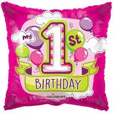 1st birtday firkantet folieballong