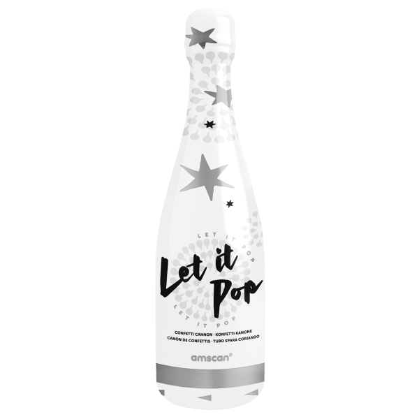 Confetti Bottle Silver Star Foil 32cm