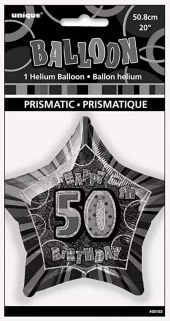 50 år prismatic star svart folieballong