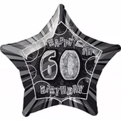 60 år prismatic star svart folieballong