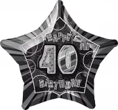40 år prismatic star svart folieballong