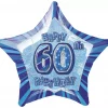 60 år prismatic star blå folieballong