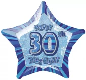 30 år prismatic star blå folieballong