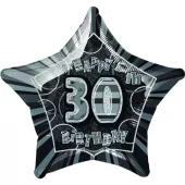 30 år prismatic star svart folieballong