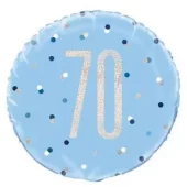 70 år blå glitz folieballong