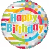 Happy birthday dots & lines foil balloon
