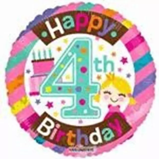 4th birthday girl foil balloon 46 cm