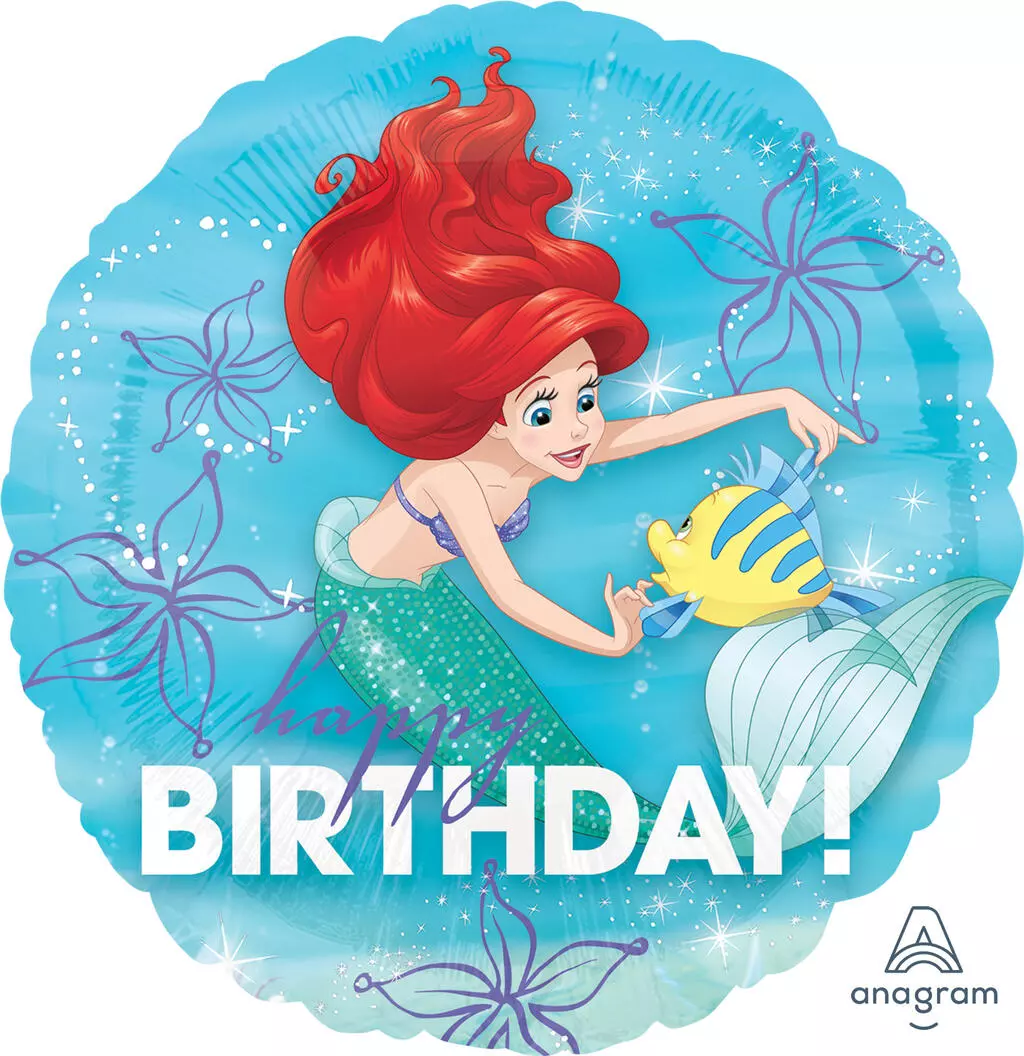 Ariel Dream Big Happy Birthday folieballong rund