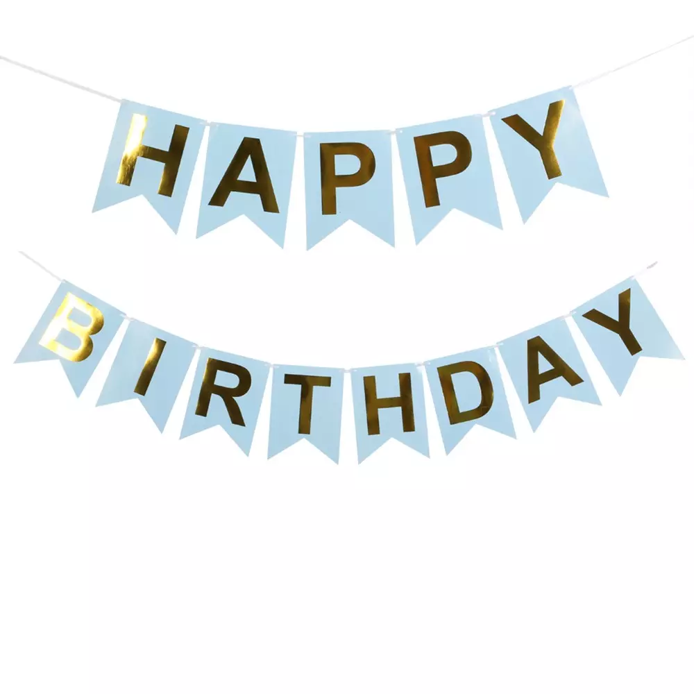 Flaggbanner happy birthday blå 4m
