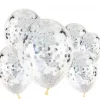 Konfettiballonger sølv 6 pk