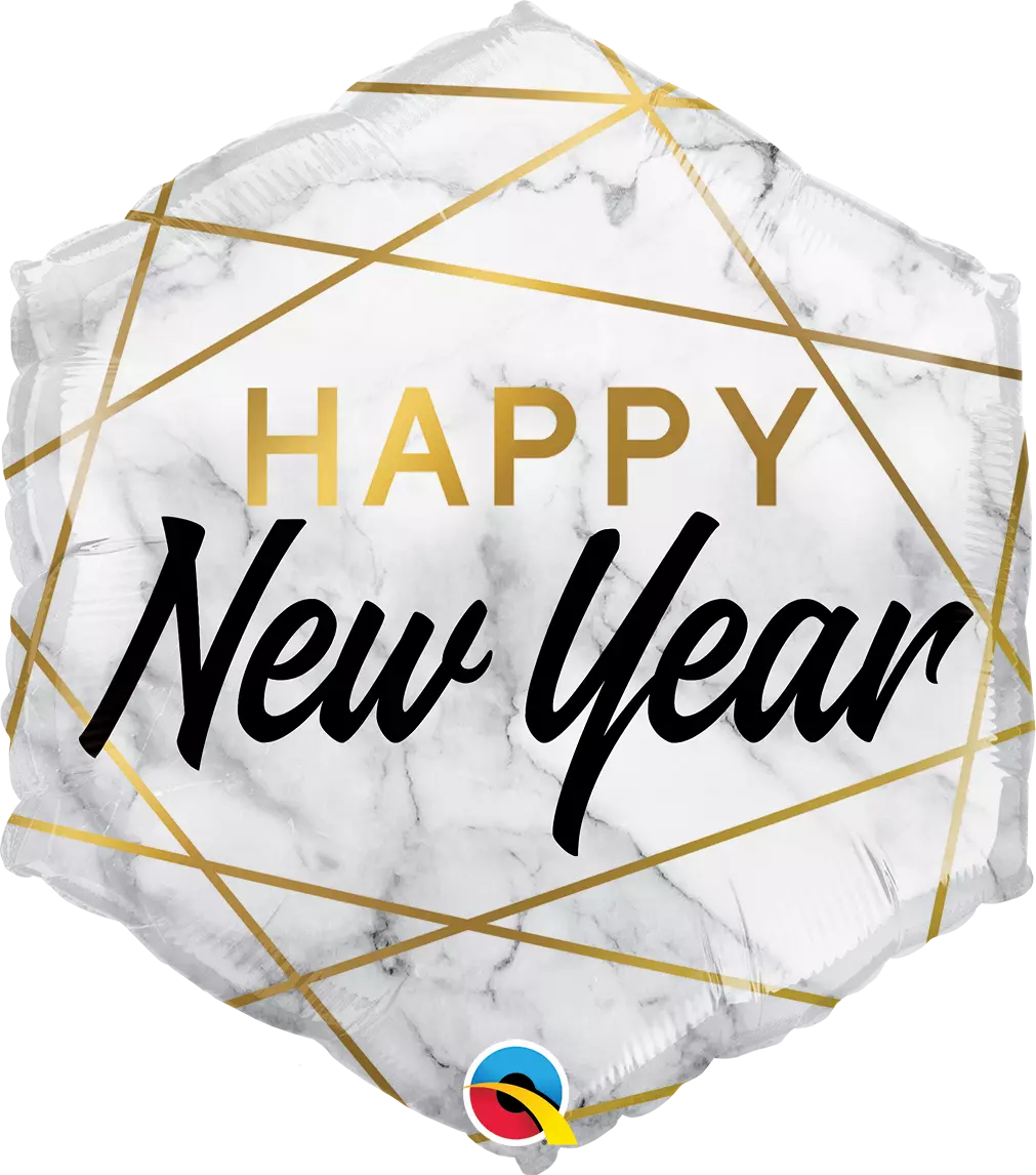New Year Marble Rectangles folieballong