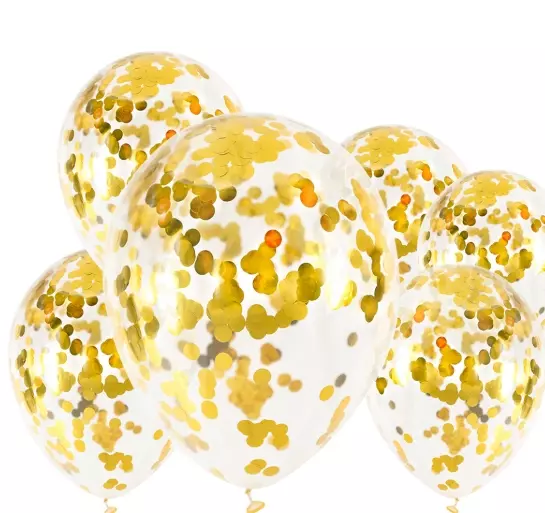 Konfettiballonger gull 6 pk