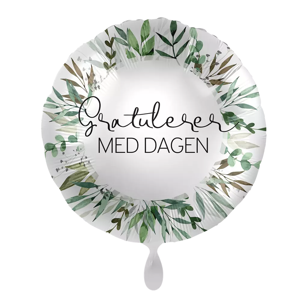 Folieballong Gratulerer med dagen - Grønn floral