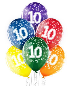 10 år transparente ballonger 6 pk