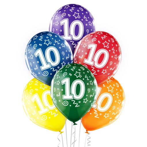 10 år transparente ballonger 6 pk