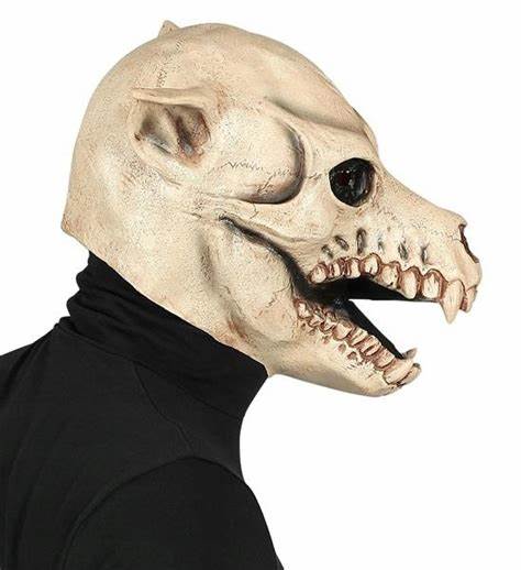 Dog skull mask full head latex