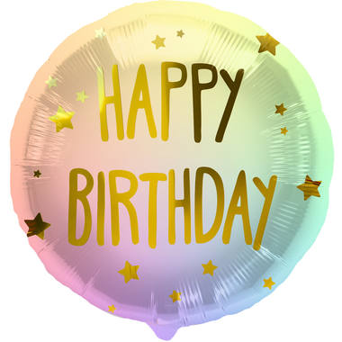 Foil Balloon 'Happy Birthday' Ombre & Stars - 45cm