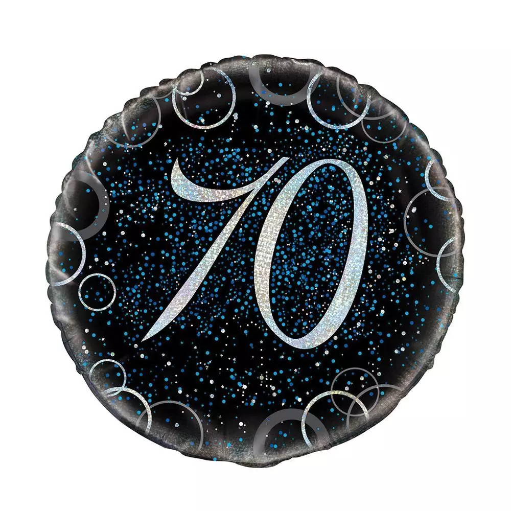70 blue prismatic foil balloon 46 cm