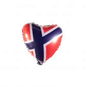 Folieballong Norske flagg hjerte 46cm