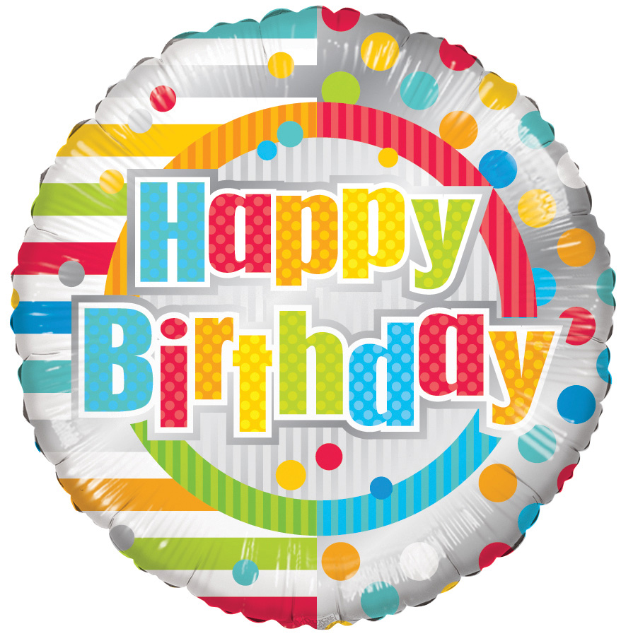Happy birthday dots & lines foil balloon