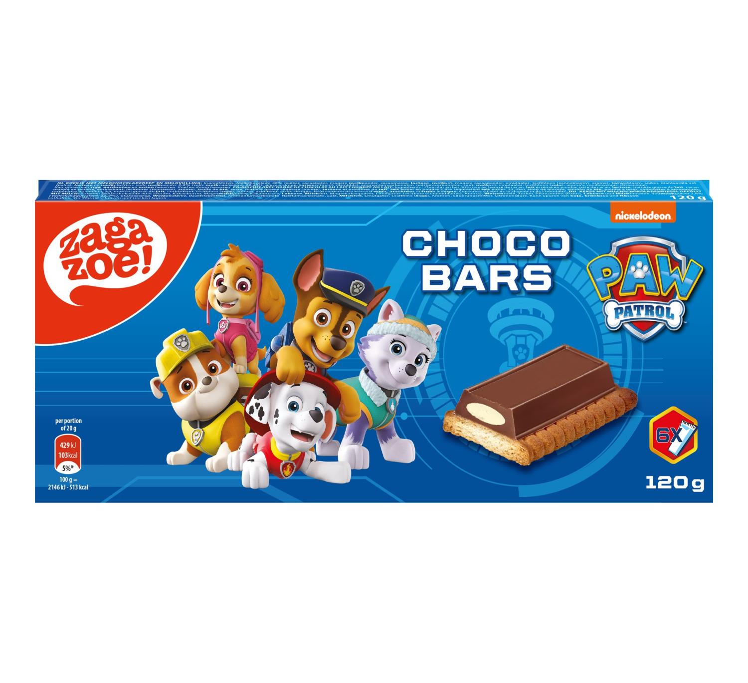 PAW PATROL CHOCO BARS 120g